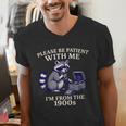 Please Be Patient I'm From The 1900s Retro Raccoon Saying Men's V-Neck T-Shirt