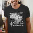 Please Be Patient With Me I'm From The 1900s USA Flag Skull Men's V-Neck T-Shirt Please Be Patient With Me I'm From The 1900s USA Flag Skull Men's V-Neck T-Shirt