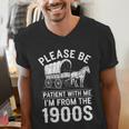 Please Be Patient I'm From The 1900s Vintage Humor 90s Kids Men's V-Neck T-Shirt Please Be Patient I'm From The 1900s Vintage Humor 90s Kids Men's V-Neck T-Shirt