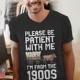 Please Be Patient With Me I'm From The 1900s Vintage Retro Men's V-Neck T-Shirt