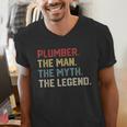 Plumber The Man The Myth The Legend Dad Hero Men's V-Neck T-Shirt
