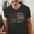 Promoted To Daddy Est 2026 Camo USA Flag New Dad 2026 Men's V-Neck T-Shirt
