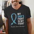 Prostate Cancer Awareness Light Blue Ribbon Dad Survivor Men's V-Neck T-Shirt Prostate Cancer Awareness Light Blue Ribbon Dad Survivor Men's V-Neck T-Shirt