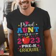 Proud Aunt Of 2023 Pre-K Graduate Senior Graduation Matching Men's V-Neck T-Shirt