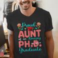 Proud Aunt Of An Amazing PhD Graduate Family Graduation Men's V-Neck T-Shirt