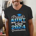 Proud Aunt Of Two 2024 Graduate Class 2024 Graduation Family Men's V-Neck T-Shirt