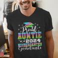 Proud Auntie Of Kindergarten Graduate 2024 Graduation Auntie Men's V-Neck T-Shirt