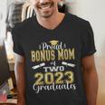Proud Bonus Mom Of Two 2023 Graduate Class 2023 Graduation Men's V-Neck T-Shirt