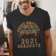 Proud Brother Of 2021 Graduate Senior 21 Vintage Graduation Men's V-Neck T-Shirt