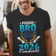Proud Brother Of Two 2024 Graduates Twin Family Graduation Men's V-Neck T-Shirt