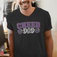 Proud Cheer Dad My Favorite Cheerleader Calls Me Dad Purple Men's V-Neck T-Shirt