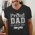 Proud Dad Of 2024 Graduate Father Senior 24 Graduation Men's V-Neck T-Shirt Proud Dad Of 2024 Graduate Father Senior 24 Graduation Men's V-Neck T-Shirt