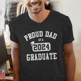Proud Dad Of A 2024 Graduate Grad Class Of 2024 Graduation Men's V-Neck T-Shirt
