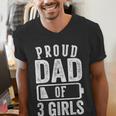 Proud Dad Of 3 Girls Daddy Of Three Daughters Men's V-Neck T-Shirt