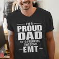 Proud Dad Of a Freaking Awesome EMT Emergency Medical Men's V-Neck T-Shirt Proud Dad Of a Freaking Awesome EMT Emergency Medical Men's V-Neck T-Shirt