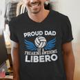 Proud Dad Of A Freaking Awesome Libero Volleyball Father Men's V-Neck T-Shirt