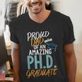 Proud Dad PhD Doctoral Graduation Doctorate Degree EdD PsyD Men's V-Neck T-Shirt