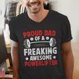 Proud Dad Of A Powerlifter Father Powerlifting Dad Men's V-Neck T-Shirt