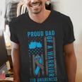 Proud Dad Of A T1D Warrior Type 1 Diabetes Awareness Men's V-Neck T-Shirt Proud Dad Of A T1D Warrior Type 1 Diabetes Awareness Men's V-Neck T-Shirt