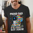 Proud Dad Of The Toughest Boy Autism Awareness Father Autism Men's V-Neck T-Shirt