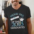 Proud Dad Of Two 2018 Graduates Twin Dads Graduation Men's V-Neck T-Shirt
