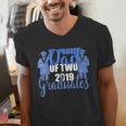 Proud Dad Of Two 2019 Graduates Twin Papa Graduation Men's V-Neck T-Shirt
