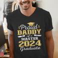 Proud Daddy Of 2024 Class Master Graduate Family Graduation Men's V-Neck T-Shirt