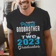 Proud Godbrother Of Two 2023 Graduate Class 2023 Graduation Men's V-Neck T-Shirt