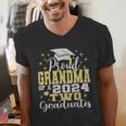 Proud Grandma Of Two 2024 Graduate Class 2024 Graduation Men's V-Neck T-Shirt