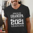 Proud Grandpa Graduation Senior 21 Grad Class Of 2021 Men's V-Neck T-Shirt