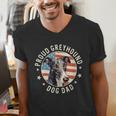 Proud Greyhound Dad American Flag Patriotic Greyhound Dad Men's V-Neck T-Shirt