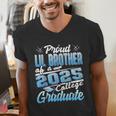 Proud Lil Brother Of 2025 Graduate College Shirt Graduation Men's V-Neck T-Shirt