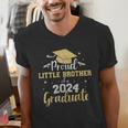 Proud Little Brother Class 2024 Graduate Senior Graduation Men's V-Neck T-Shirt