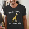 Proud Mom Graduation Shirt You Bet Giraffe Graduate Pun Men's V-Neck T-Shirt