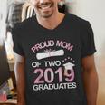 Proud Mom Of Two 2019 Graduates Twin Mama Mother Graduation Men's V-Neck T-Shirt