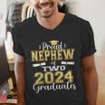 Proud Nephew Of Two 2024 Graduate Class 2024 Graduation Men's V-Neck T-Shirt