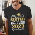 Proud Sister Of 2023 College Graduate Family 23 Graduation Men's V-Neck T-Shirt