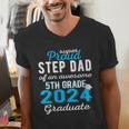 Proud Step Dad Of 5th Grade Graduate 2024 Family Graduation Men's V-Neck T-Shirt