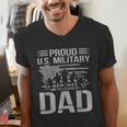 Proud Us Military Dad Father's Day For Dad Grandpa Veteran Men's V-Neck T-Shirt