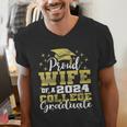 Proud Wife Of 2024 College Graduate Family 24 Graduation Men's V-Neck T-Shirt