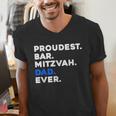 PROUDEST BAR MITZVAH DAD EVER Jewish BOY Celebration Men's V-Neck T-Shirt PROUDEST BAR MITZVAH DAD EVER Jewish BOY Celebration Men's V-Neck T-Shirt