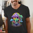 Psychedelic Alien Mushroom Nostalgia Groovy Vibe Hippie Men's V-Neck T-Shirt