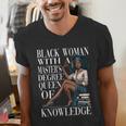 Queen Masters Degree Graduation Educated Melanin Grad Men's V-Neck T-Shirt