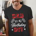 Race Car Dad Of The Birthday Boy Racing Family Pit Crew Men's V-Neck T-Shirt