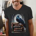 Raven On A Stack Of Books Wisdom Of Odin Men's V-Neck T-Shirt