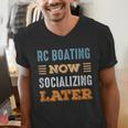 RC Boating Now Minimal Socializing Introvert Vintage Men's V-Neck T-Shirt