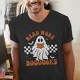 Read More Books Cute Ghost Reading Book Teacher Halloween Men's V-Neck T-Shirt