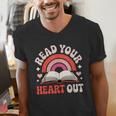 Read Your Heart Out Book Lovers Emotional Fall Vibes Men's V-Neck T-Shirt