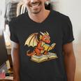 Reading Dragon Book Lover Bookworm Reader Men's V-Neck T-Shirt Reading Dragon Book Lover Bookworm Reader Men's V-Neck T-Shirt