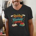 Reading Is My Favorite Sport Book Lover Men's V-Neck T-Shirt Reading Is My Favorite Sport Book Lover Men's V-Neck T-Shirt